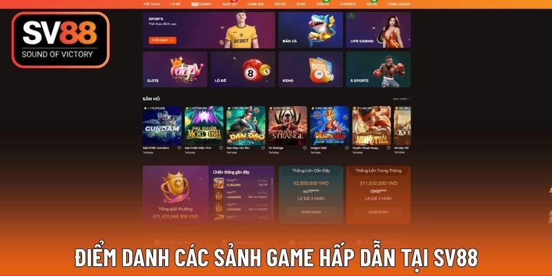 Khám phá các sảnh trò chơi tại nhà cái